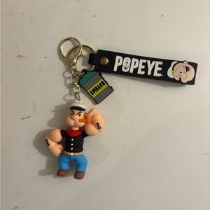 Popeye Keychain with Black Strap